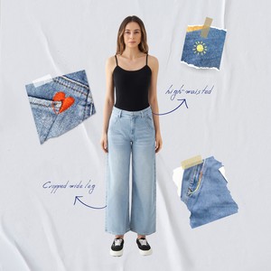 BLINK High Waist Culotte Jeans - Light Blue - Art on Broken Pieces from DAWN Denim