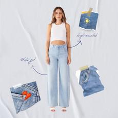 BLINK High Waist Wide - Light Blue - Art on Broken Pieces via DAWN Denim