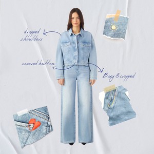 AMARA Minimal Stretch - Boxy Jacket - Light Blue - Art on Broken Pieces from DAWN Denim