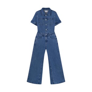 TWITTER Minimal Stretch - Short Sleeve Overall - Medium Blue from DAWN Denim