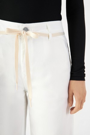 DEW Flared Cropped Soft Denim - French Pocket - White from DAWN Denim