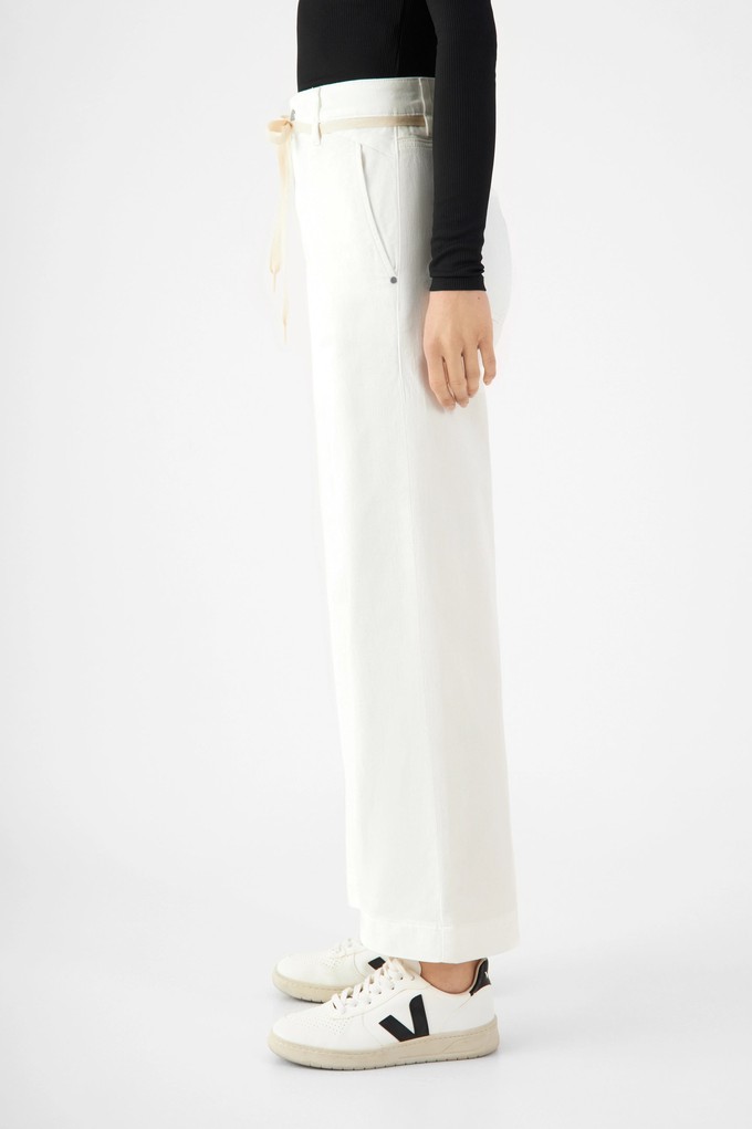 DEW Flared Cropped Soft Denim - French Pocket - White from DAWN Denim