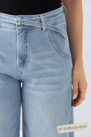 BLINK High Waist Culotte Jeans - Light Blue - Art on Broken Pieces from DAWN Denim