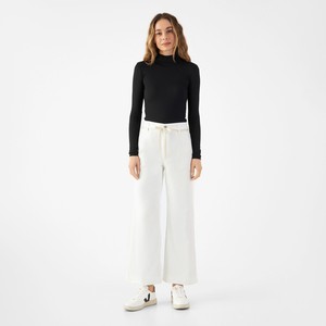 DEW Flared Cropped Soft Denim - French Pocket - White from DAWN Denim