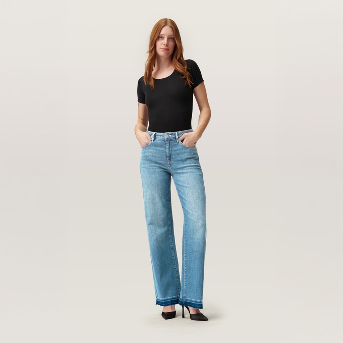 DEW Flared Soft Denim - Open Hem - Light Blue from DAWN Denim