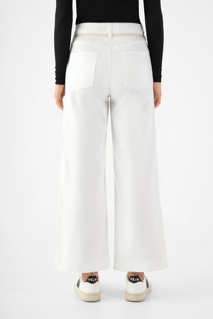 DEW Flared Cropped Soft Denim - French Pocket - White from DAWN Denim