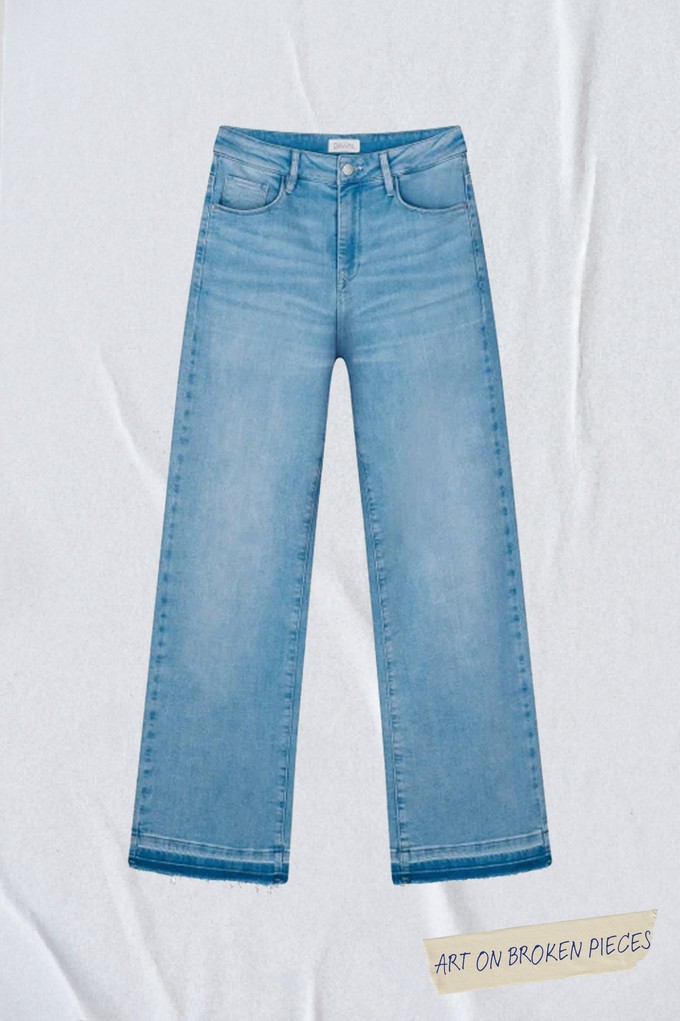 DEW Flared Soft Denim - Open Hem - Light Blue - Art on Broken Pieces from DAWN Denim