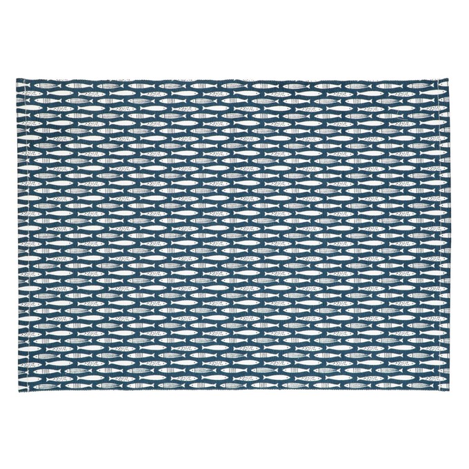 Placemat geribbeld, GOTS bio-katoen, vissen, 35 x 50 cm from Dille & Kamille