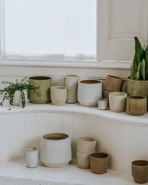 Bloempot, steengoed, groen, Ø 21 cm from Dille & Kamille