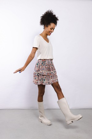 Nova Skirt | White Flowerprint (mixed colors) from Elements of Freedom