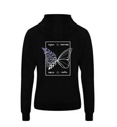 Damenhoodie Wings Flow Schwarz mit Rückenprint via espero