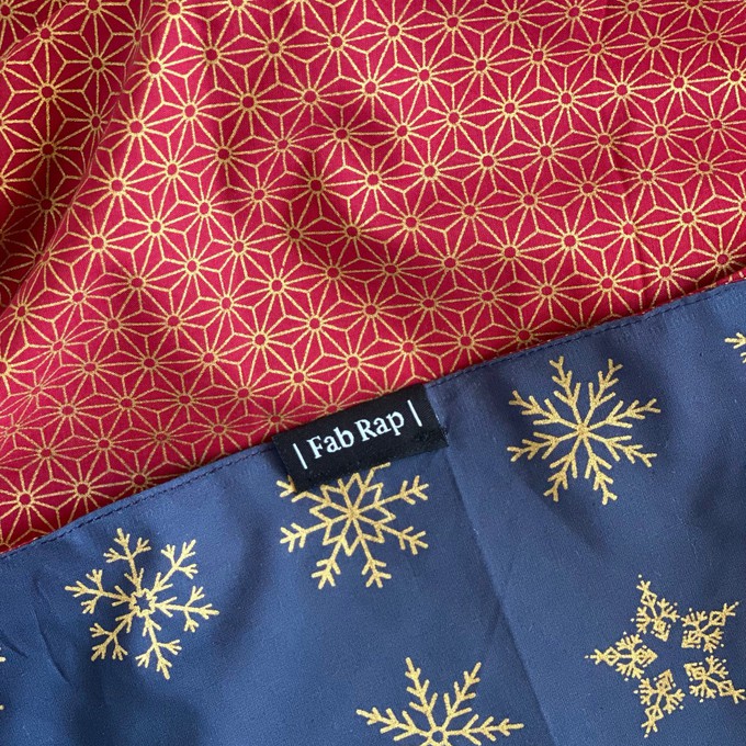 Furoshiki Gift Wrap Ruby & Midnight Snowflakes Fabric Gift Wrap - Double Sided (Reversible) from FabRap