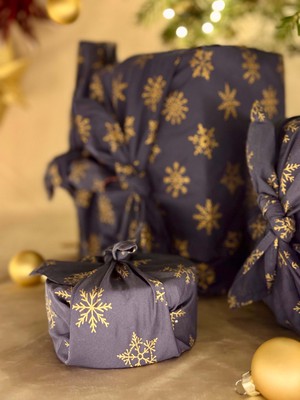 Furoshiki Gift Wrap Midnight Snowflakes Fabric Gift Wrap from FabRap