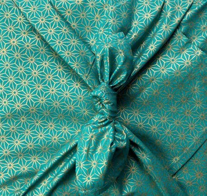 Furoshiki Gift Wrap Jade & Gold Asanoha Reusable Gift Wrap from FabRap