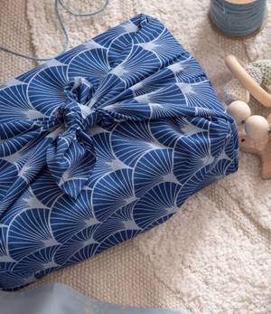 Furoshiki Gift Wrap Indigo Fans Fabric Gift Wrap from FabRap