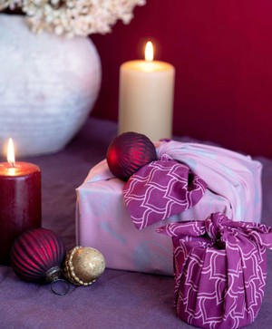 Furoshiki Gift Wrap - 3 Pack (Sizes S, M & L) Double Sided Bundle - Blush & Burgundy Arches Maroon from FabRap