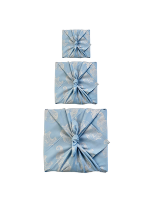 Fabric Gift Wrap Furoshiki Cloth - 9 Piece Sky Elephants & Indigo Fans Bundle from FabRap