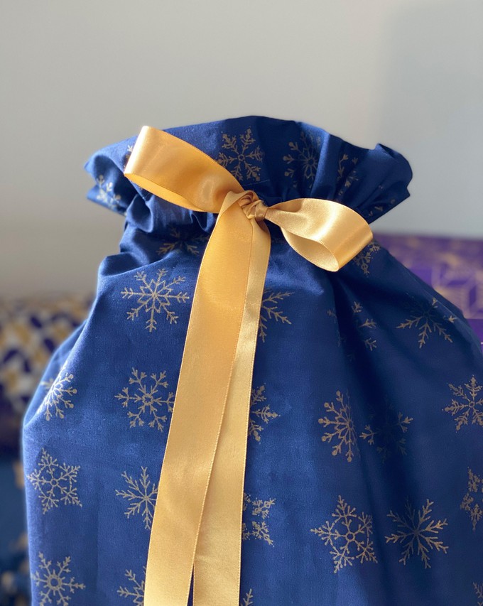 Gift Bag - Midnight Blue with Bronze Snowflakes from FabRap