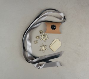 Recycled Ribbons and Wooden Snowflakes set - Cloud & Pewter from FabRap
