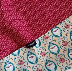 Teal & Cherry Fabric Gift Wrap Furoshiki Cloth - Double Sided (Reversible) via FabRap