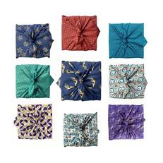 Fabric Gift Wrap Furoshiki Cloth - Christmas 9 Piece Multi-style Single Sided via FabRap