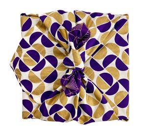 Furoshiki Gift Wrap - 3 Pack (Sizes S, M & L) Double Sided Bundle - Plum Diamonds & Gold Moons from FabRap