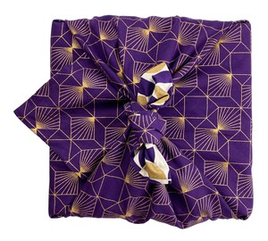 Furoshiki Gift Wrap - 3 Pack (Sizes S, M & L) Double Sided Bundle - Plum Diamonds & Gold Moons from FabRap