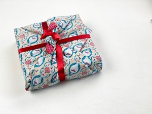 Fabric Gift Wrap Furoshiki Cloth - 6 Piece Teal & Cherry Bundle from FabRap