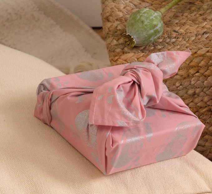 Blush Whales Fabric Gift Wrap Furoshiki Cloth - Single Sided from FabRap