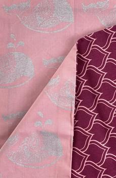 Blush Whales & Maroon Arches Fabric Gift Wrap Furoshiki Cloth - Double Sided (Reversible) via FabRap