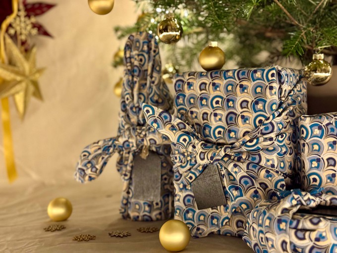 Furoshiki Gift Wrap - 3 Pack (Sizes Small, Medium & Large) Single Sided Bundle - Art Deco from FabRap