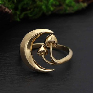 Bronzen ring maan en paddenstoelen from Fairy Positron