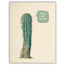 Wenskaart cactus "Sorry I was a prick" via Fairy Positron