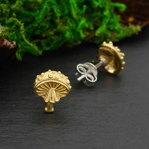 Zilveren oorbellen met bronzen vliegenzwam from Fairy Positron