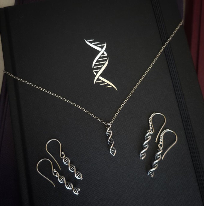 Zilveren oorbellen DNA dubbele helix (gegranuleerde haakjes) from Fairy Positron
