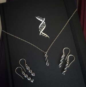 Zilveren oorbellen DNA dubbele helix (gegranuleerde haakjes) from Fairy Positron