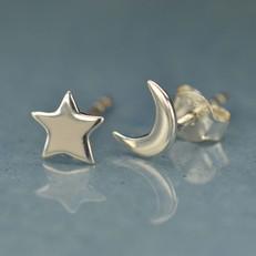 Zilveren oorbellen maan en ster van Fairy Positron