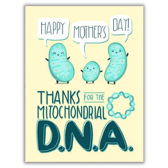 Wenskaart moederdag "Thanks for the mitochondrial DNA" from Fairy Positron