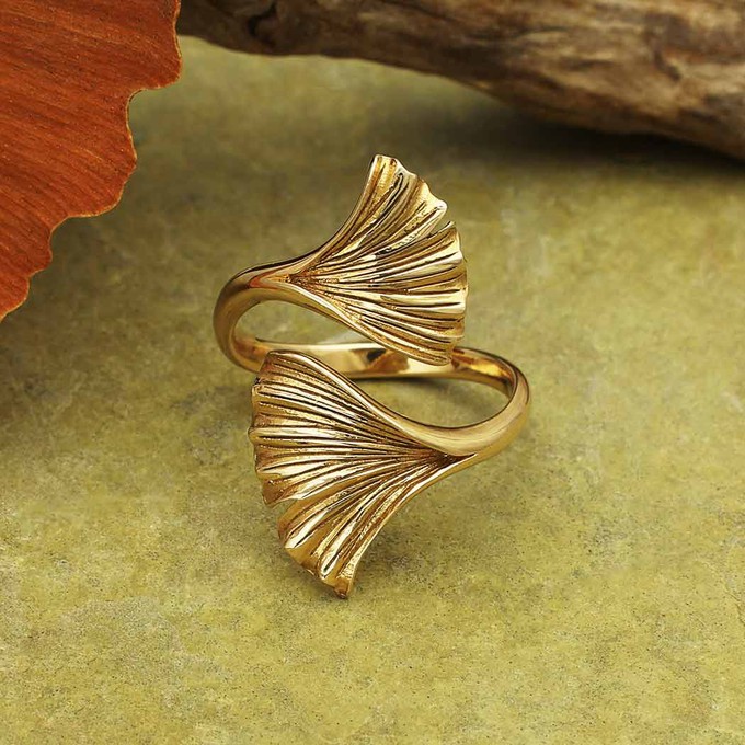 Bronzen ring ginkgobladeren from Fairy Positron