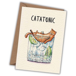 Wenskaart kat "Catatonic" from Fairy Positron