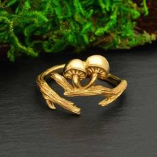 Bronzen ring tak en paddenstoelen via Fairy Positron