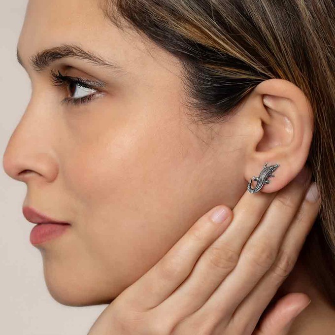 Zilveren oorbellen alligators from Fairy Positron