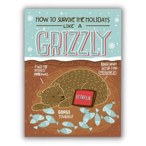 Wenskaart "How to Survive the Holidays Like a Grizzly" from Fairy Positron