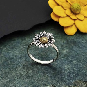 Zilveren/bronzen ring madeliefje from Fairy Positron