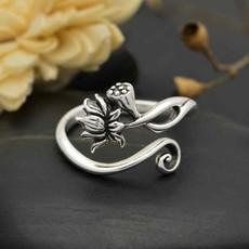 Zilveren ring lotusbloem van Fairy Positron
