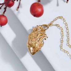 Gold filled halsketting met bronzen anatomisch hart via Fairy Positron