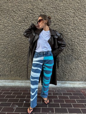 Upcycled Striped Print Jeans - Sizes 24 & 34 from Fanfare Label