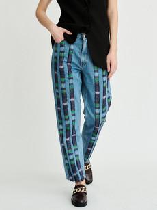 Clover Wool Striped High Waisted Organic Mom Fit Jeans via Fanfare Label