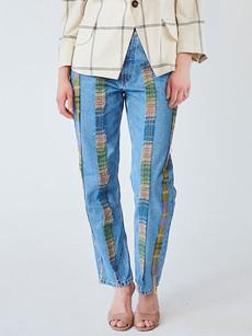 High Waisted Organic & Recycled Stripe Wool Jeans via Fanfare Label