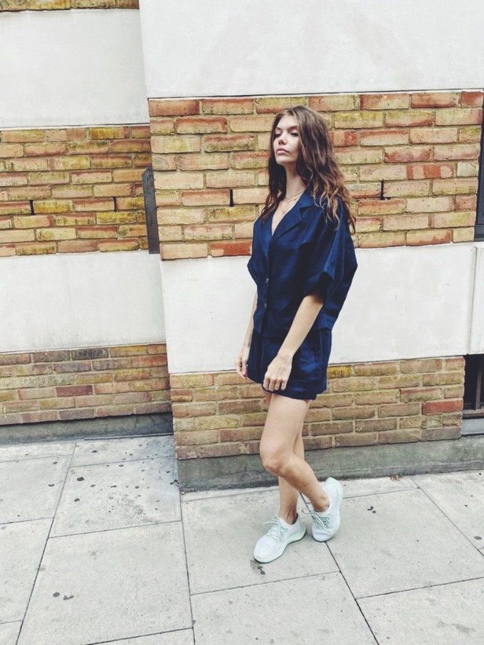 Ethically Made Navy Linen Summer Co-ord Short Set from Fanfare Label